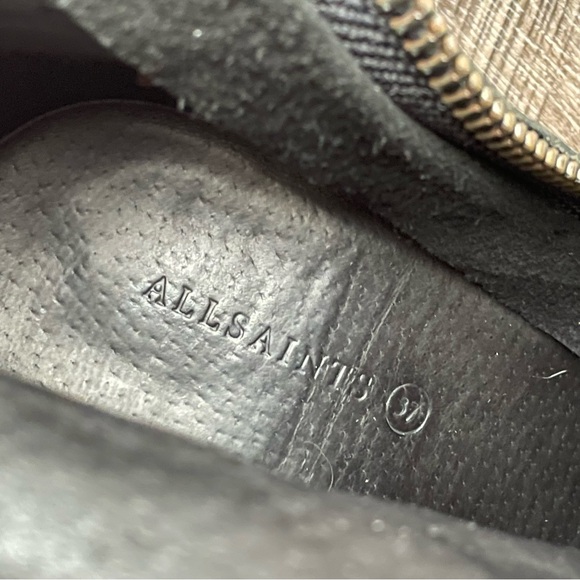 AllSaints Ankle Boots Womens US 7 EU 37 Black Chunky Heel Leather Lakote - Picture 5 of 8